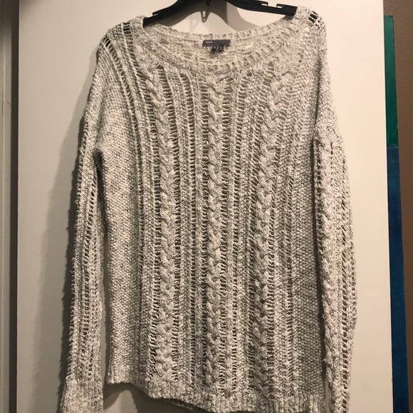 Vince brand, grey, cream cable knit sweater - Picture 4 of 6